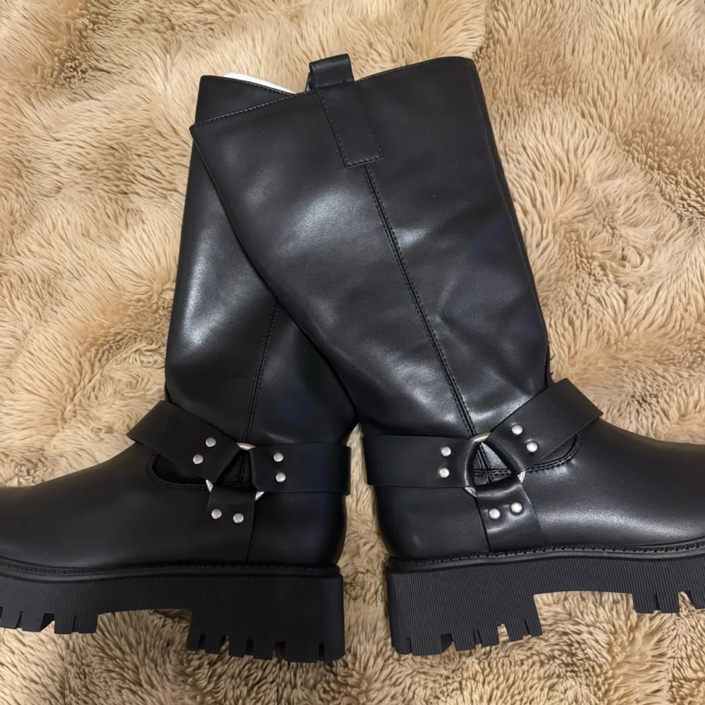 Princess Polly Black Moto Boots